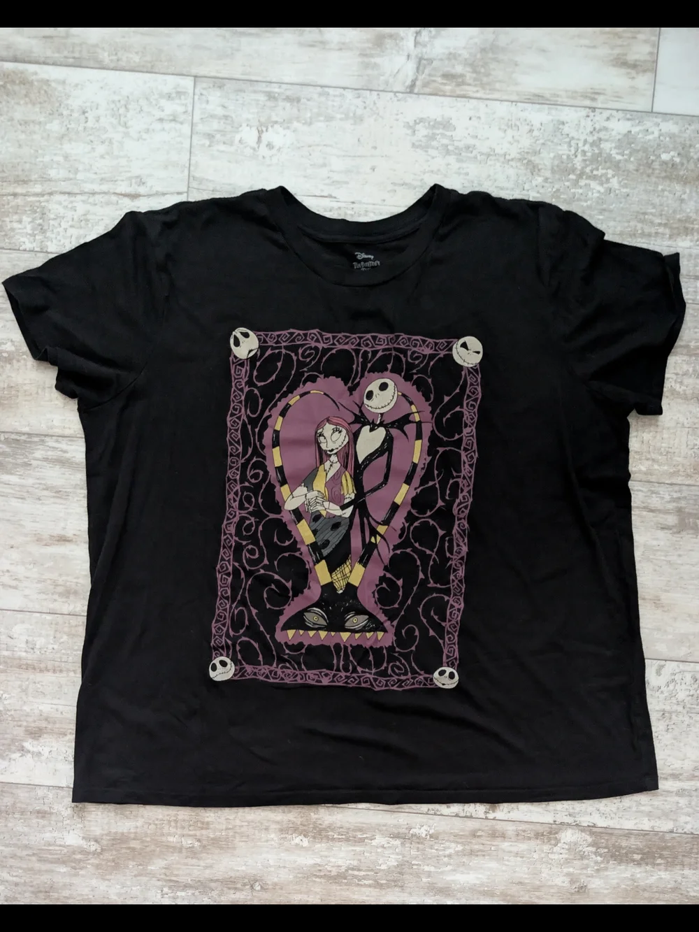 Disney Jack Skellington & Sally Heart Graphic Tee - Black, Purple, Yellow - Picture 2 of 5